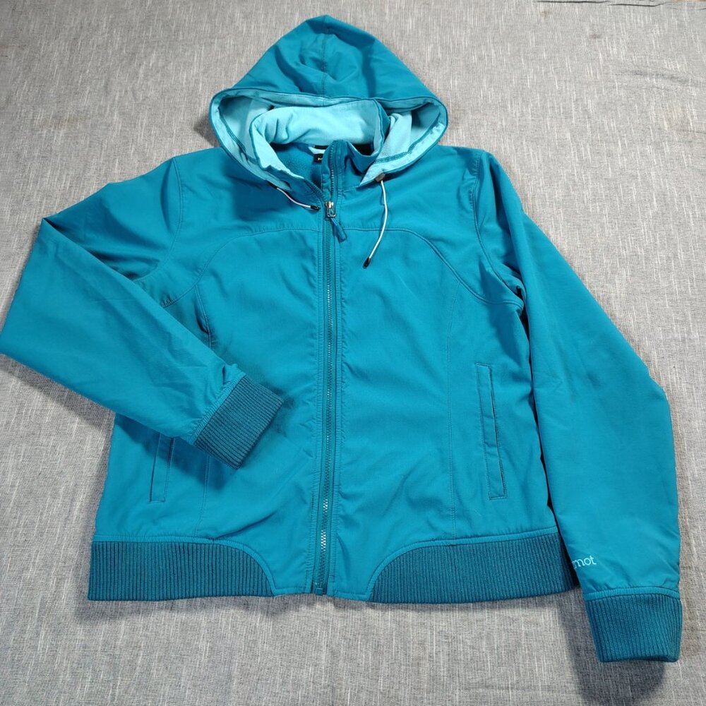 Marmot Teal Blue Hooded Bomber Jacket - Picture 3 of 14